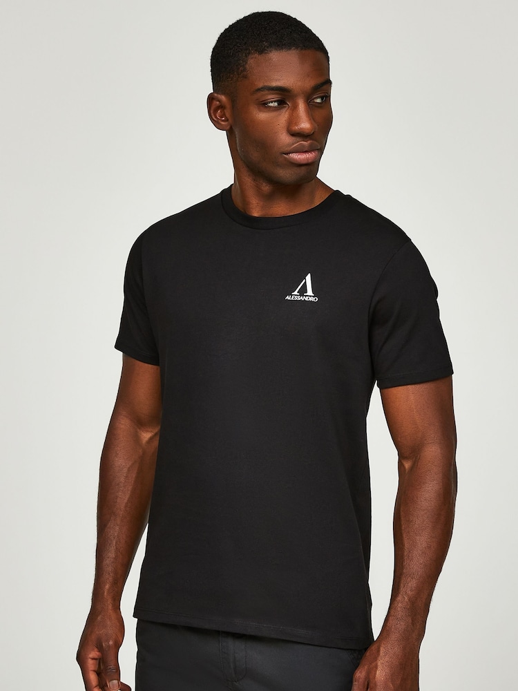 Alessandro Zavetti Fossano 100% Cotton Black T-Shirt - Image 1 of 6