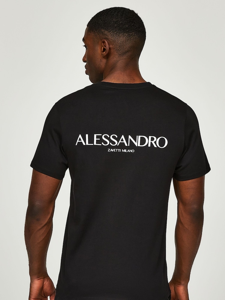 Alessandro Zavetti Fossano 100% Cotton Black T-Shirt - Image 3 of 6