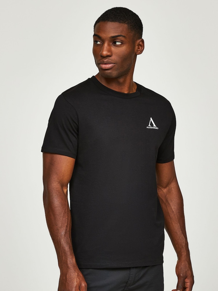 Alessandro Zavetti Fossano 100% Cotton Black T-Shirt - Image 4 of 6