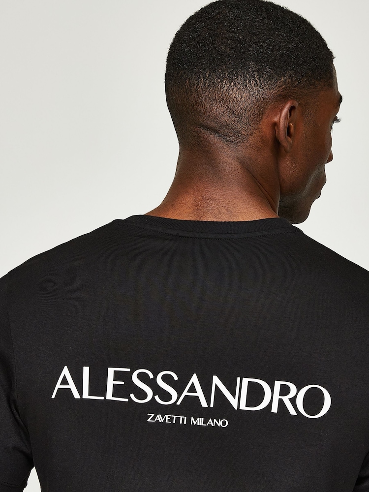 Alessandro Zavetti Fossano 100% Cotton Black T-Shirt - Image 6 of 6
