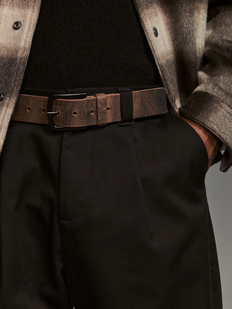 Brown Distressed Leather Belt - Image 1 of 4