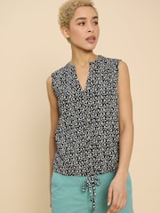 White Stuff Black Tulip Jersey Sleeveless Shirt - Image 1 of 7
