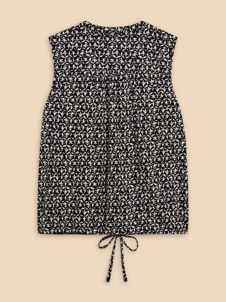 White Stuff Black Tulip Jersey Sleeveless Shirt - Image 7 of 7