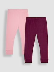JoJo Maman Bébé Rose Pink 2-Pack Rib Leggings - Image 1 of 7