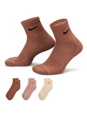 Nike Cream/Pink/Brown Everyday Plus Cushion Training No-Show Socks (3 Pairs) - Image 1 of 1