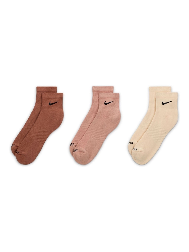 Nike Cream/Pink/Brown Everyday Plus Cushion Training No-Show Socks (3 Pairs) - Image 3 of 4