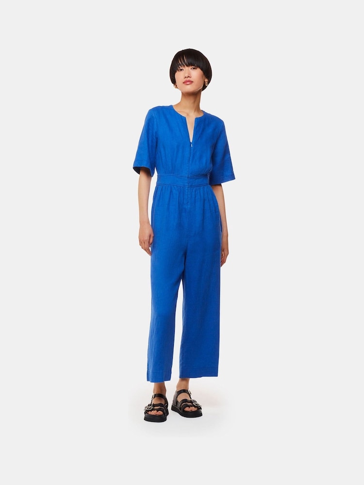 Whistles Blue Cosima Linen Jumpsuit - Image 1 of 5