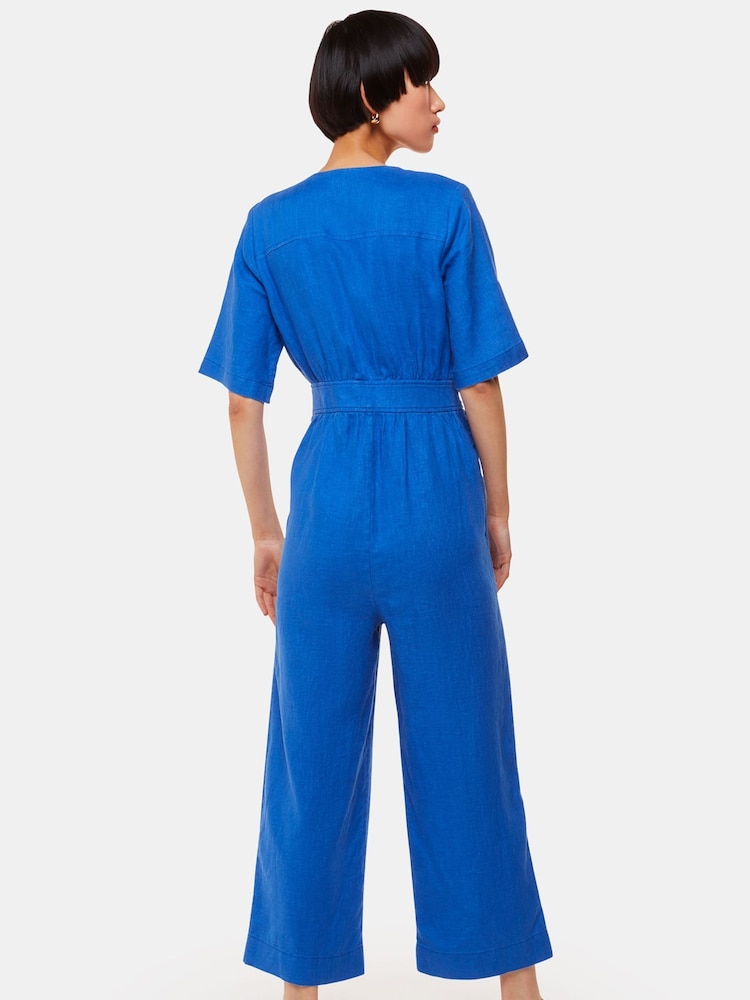 Whistles Blue Cosima Linen Jumpsuit - Image 2 of 5