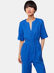 Whistles Blue Cosima Linen Jumpsuit - Image 3 of 5