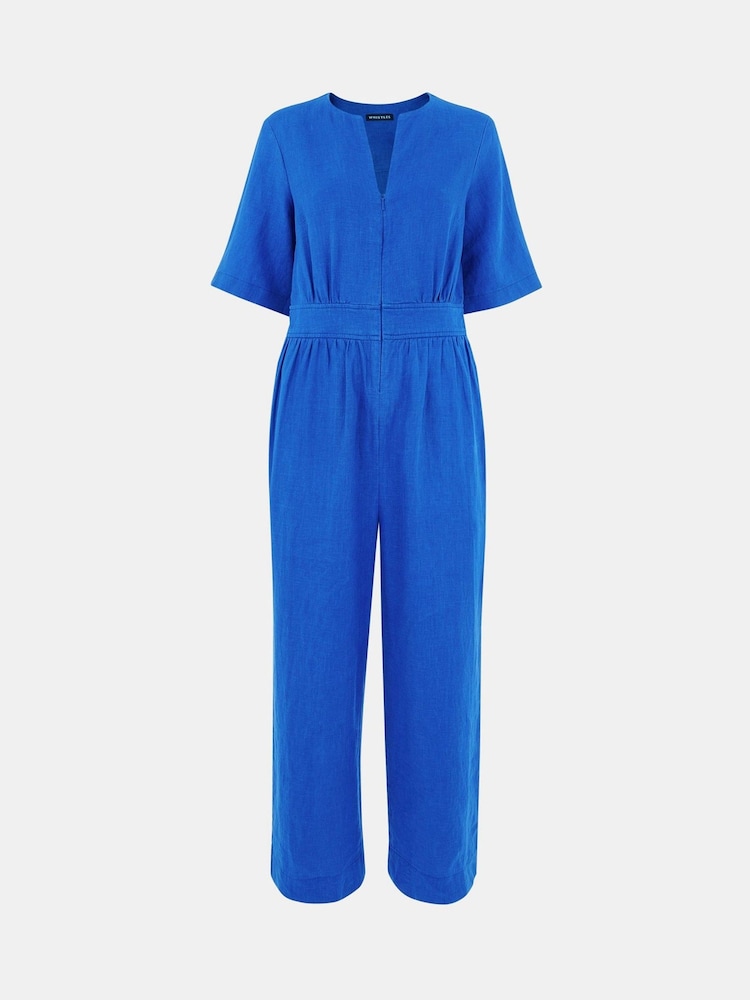 Whistles Blue Cosima Linen Jumpsuit - Image 5 of 5