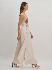 Halston Satin Sequin Wide Leg Jumpsuit - Image 3 of 6