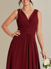 Jolie Moi Red Pleated Bodice Chiffon Maxi Dress - Image 6 of 6