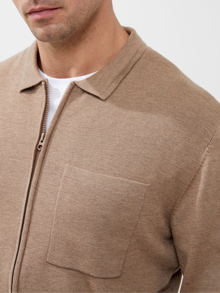 French Connection Natural Natural Milano Knitted Zip Up Jumper - Image 5 of 5