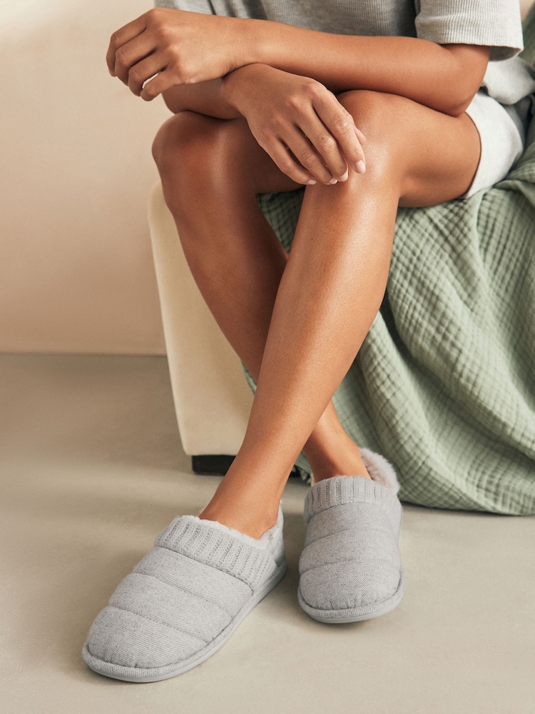 Grey Quilted Shoot Slippers - Image 1 of 8