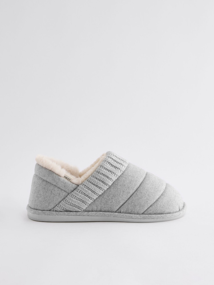 Grey Quilted Shoot Slippers - Image 3 of 8