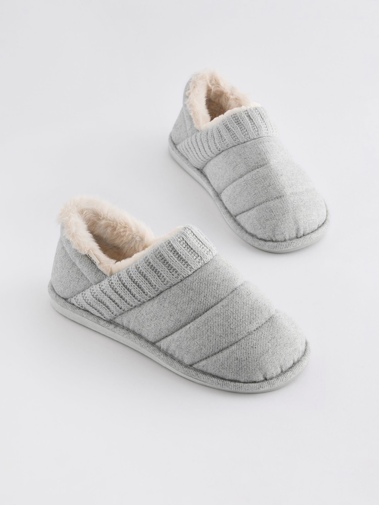 Grey Quilted Shoot Slippers - Image 4 of 8