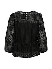 Kaffe Paula Lace 3/4 Sleeve Black Blouse - Image 6 of 6