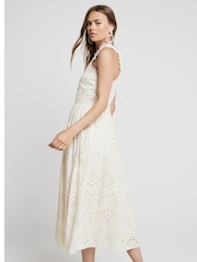 River Island Beige Broidery Halter Wrap Dress - Image 1 of 3