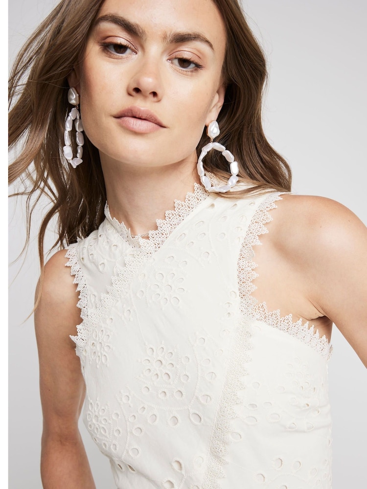 River Island Beige Broidery Halter Wrap Dress - Image 3 of 3