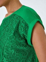 Roman Green Lace Panel Stretch Jersey Top - Image 5 of 5