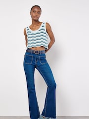 Apricot Blue Ocean Crochet Crop Vest - Image 1 of 4