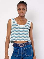 Apricot Blue Ocean Crochet Crop Vest - Image 2 of 4