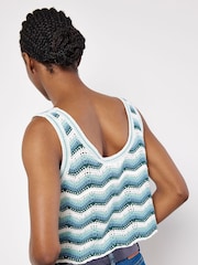 Apricot Blue Ocean Crochet Crop Vest - Image 4 of 4