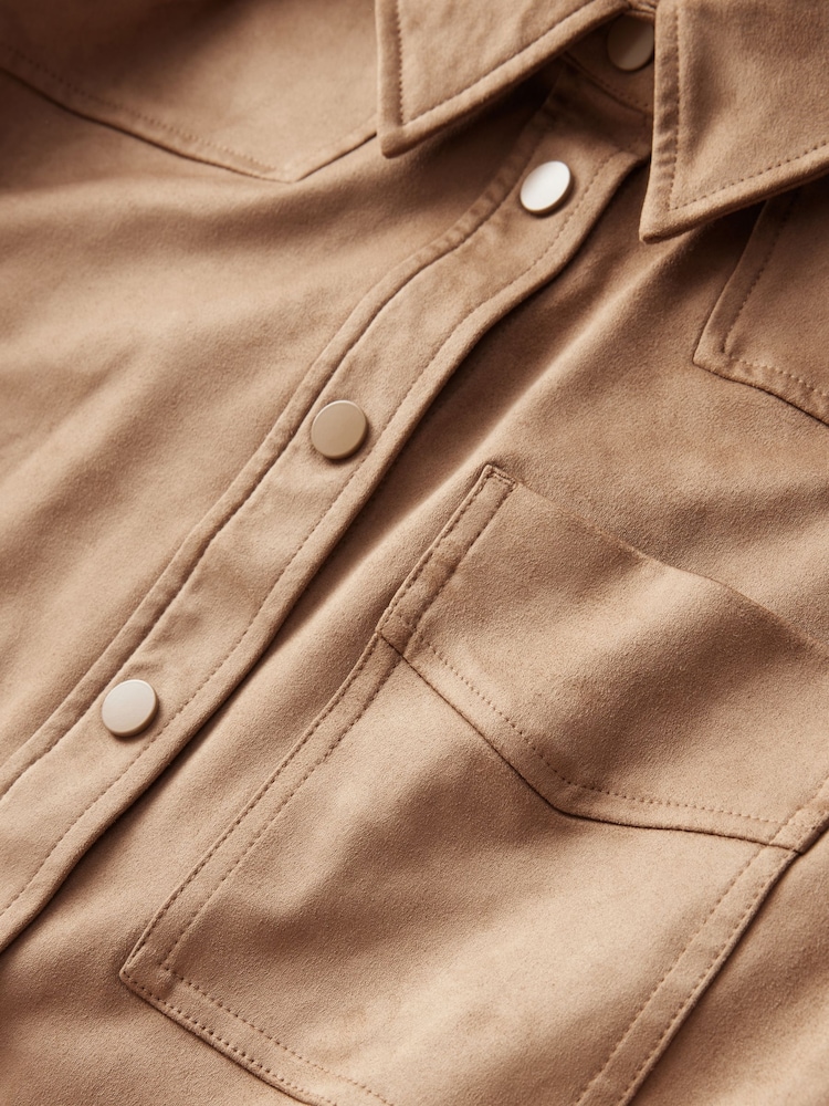 Taupe Brown Faux Suede Tassel Fringe Jacket - Image 8 of 8