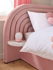 Opulent Velvet Blush Pink Kids Rainbow Upholstered With Bedside Table Drawer Bed - Image 5 of 7