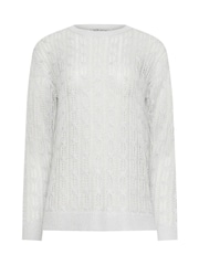 Long Tall Sally Grey Metallic Pointelle Jumper - Image 5 of 5