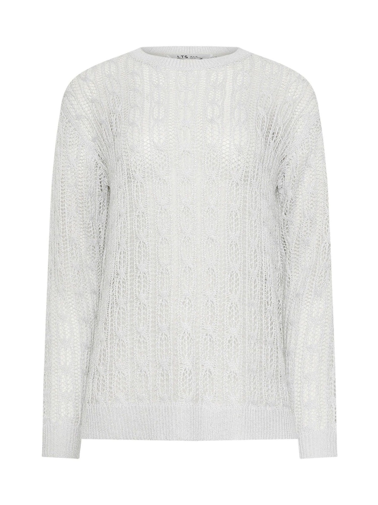 Long Tall Sally Grey Metallic Pointelle Jumper - Image 5 of 5
