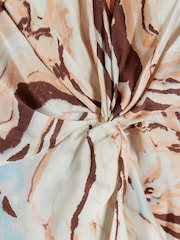 River Island Beige Satin Marble Print Shift Mini Dress - Image 6 of 6