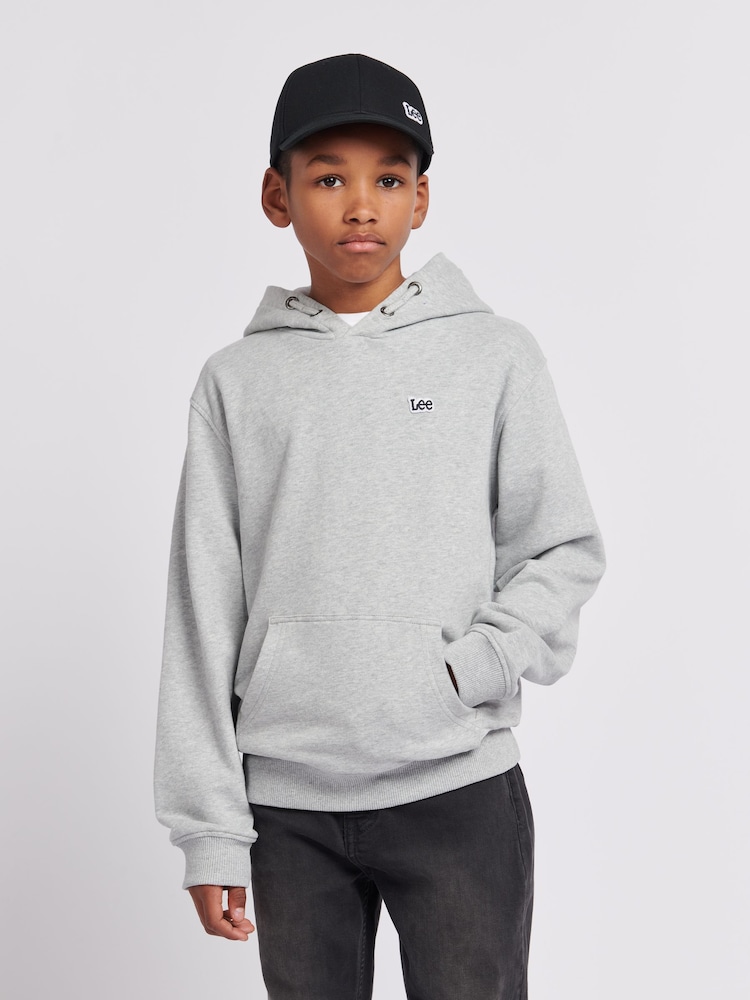 Lee Grey Boys Badge 100% Cotton Hoodie - Image 1 of 8
