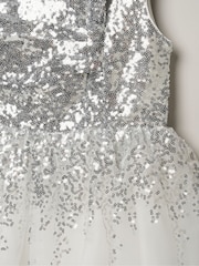 Miss Sequin Twist Bow Waterfall Tulle Skirt Dress - Image 3 of 4