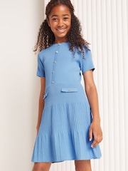 Lipsy Light Blue Knitted Mini Dress (5-16yrs) - Image 1 of 4