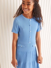Lipsy Light Blue Knitted Mini Dress (5-16yrs) - Image 2 of 4