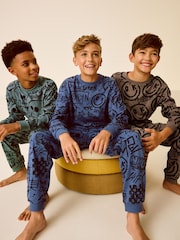 Diseño de personaje en azul/verde/neutro - Pack de 3 pijamas de manga larga (3-16 años) - Imagen 1 de 14