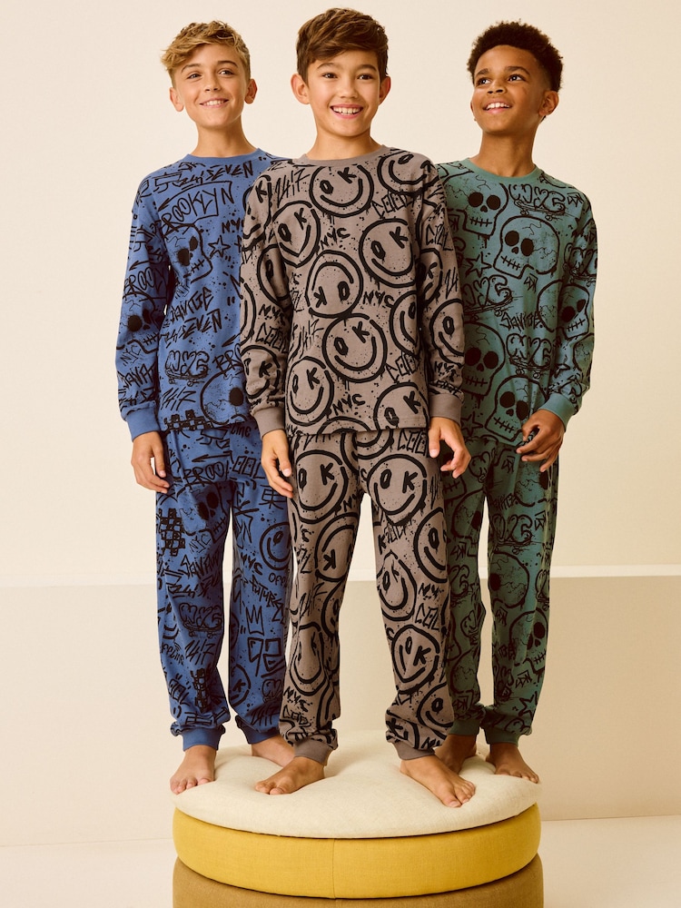 Diseño de personaje en azul/verde/neutro - Pack de 3 pijamas de manga larga (3-16 años) - Imagen 2 de 14