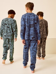 Diseño de personaje en azul/verde/neutro - Pack de 3 pijamas de manga larga (3-16 años) - Imagen 3 de 14