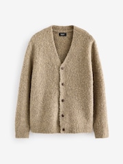 Neutral Relaxed Fit Bouclé Texture Cardigan with Wool - Image 5 of 7