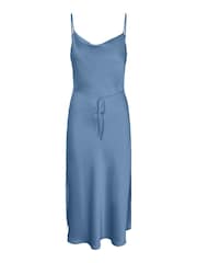 Y.A.S Blue Satin Cowl Neck Slip Dress - Image 5 of 5