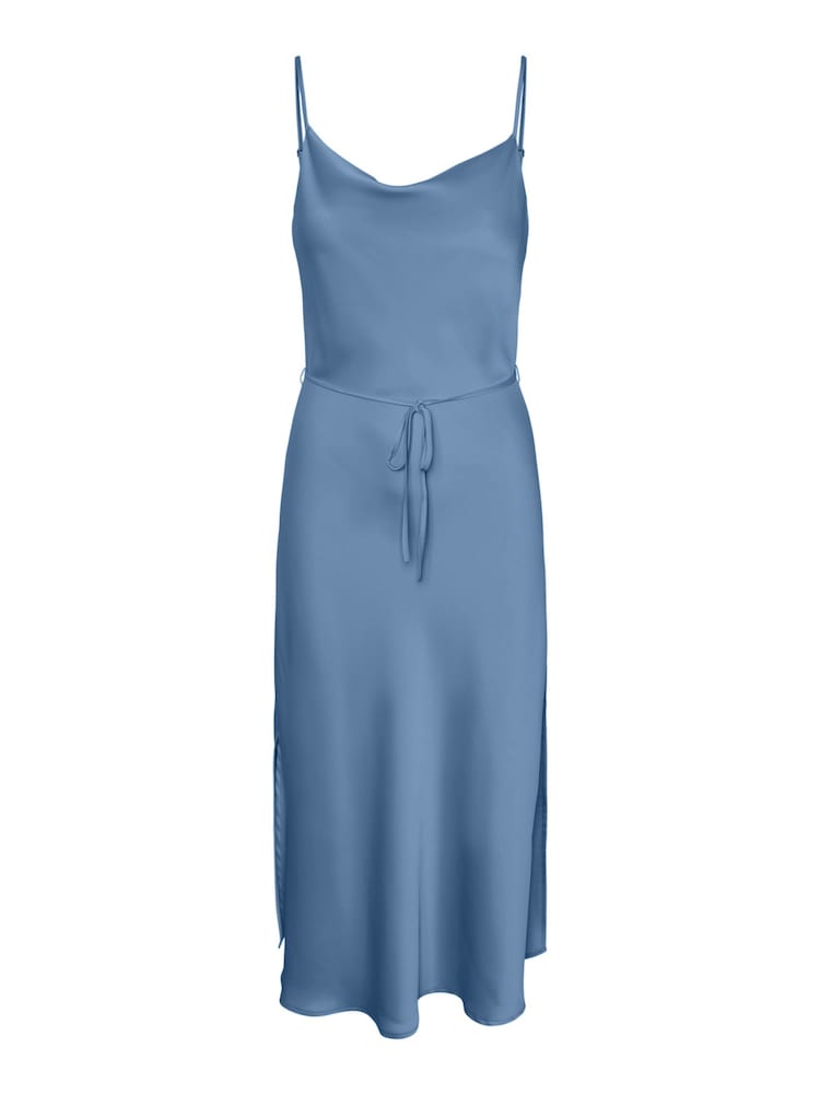 Y.A.S Blue Satin Cowl Neck Slip Dress - Image 5 of 5 Y.A.S Blue Satin Cowl Neck Slip Dress - Image 5 of 5