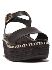 FitFlop Eloise Espadrille Leather Back Strap Wedge Black Sandals - Image 3 of 5