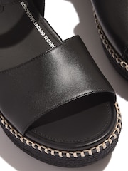 FitFlop Eloise Espadrille Leather Back Strap Wedge Black Sandals - Image 4 of 5
