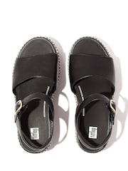 FitFlop Eloise Espadrille Leather Back Strap Wedge Black Sandals - Image 5 of 5