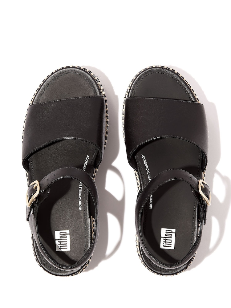 FitFlop Eloise Espadrille Leather Back Strap Wedge Black Sandals - Image 5 of 5