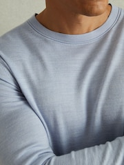 Reiss Soft Blue Melange Wessex Merino Wool Crew Neck Jumper - Image 2 of 4