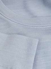 Reiss Soft Blue Melange Wessex Merino Wool Crew Neck Jumper - Image 4 of 4
