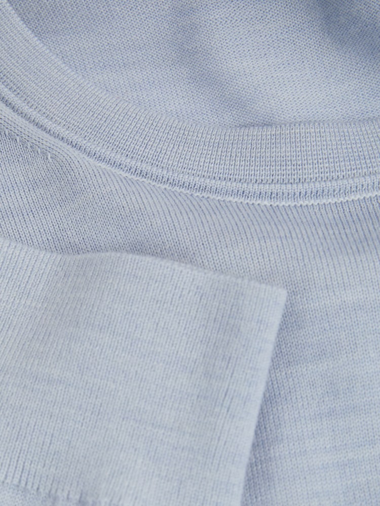 Reiss Soft Blue Melange Wessex Merino Wool Crew Neck Jumper - Image 4 of 4