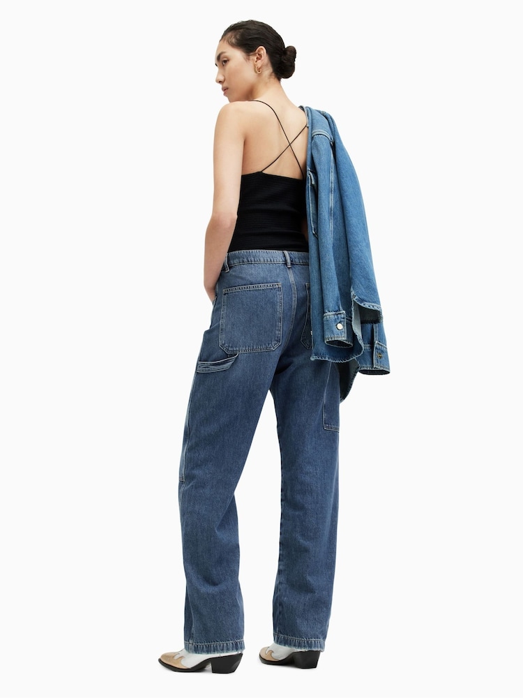 AllSaints Blue Mia Carpenter 100% Cotton Jeans - Image 2 of 7